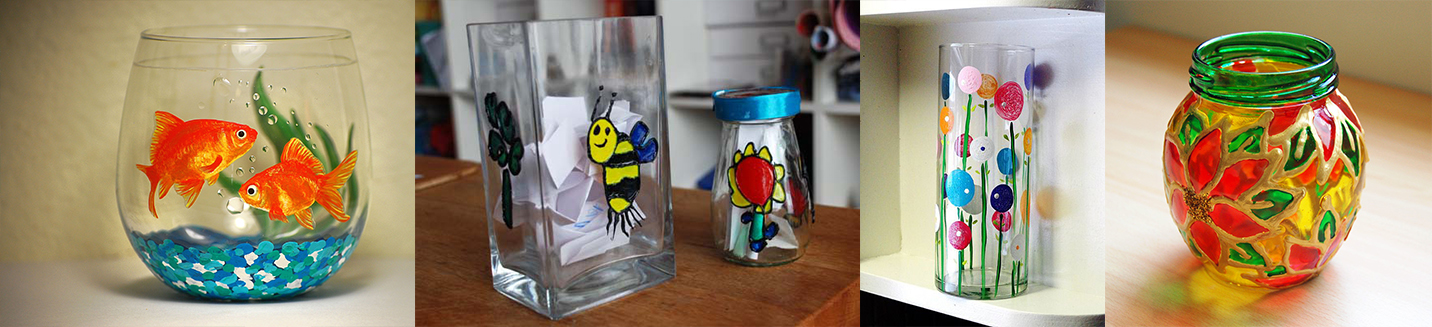 Inšpiračné obrázky na maľovanie na sklo alebo poháriky s deťmi.